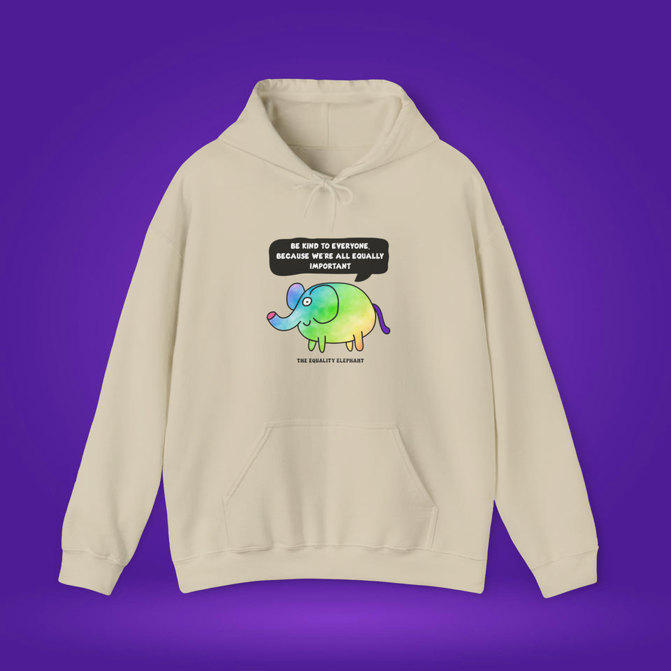 The Equality Elephant hoodie for grown ups