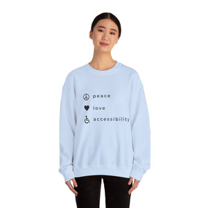 The peace, love and accessibility sweater