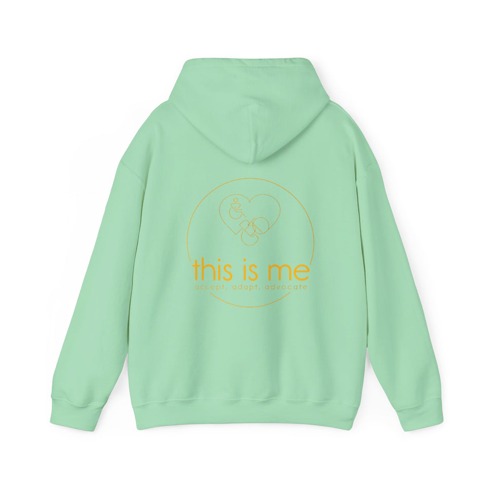 end ableism hoodie with this is me back logo