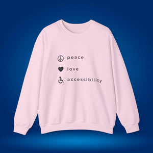 The peace, love and accessibility sweater