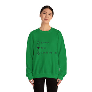 The peace, love and accessibility sweater