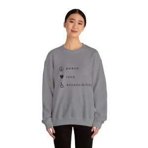 The peace, love and accessibility sweater