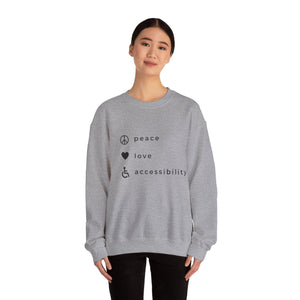 The peace, love and accessibility sweater