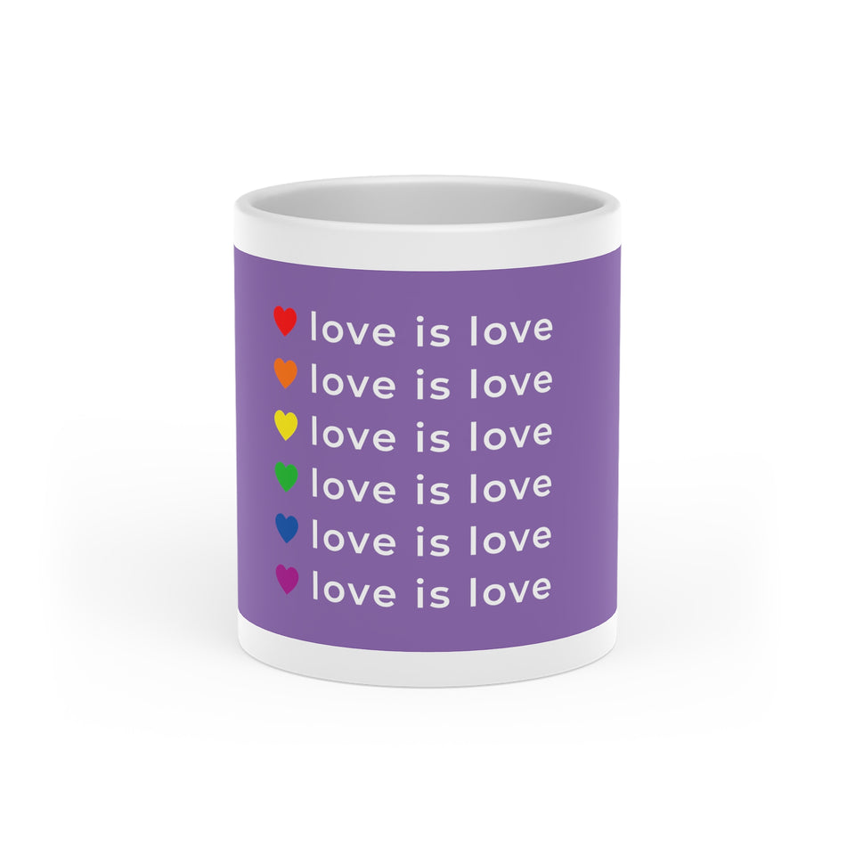 Rainbow love mug -  with heart shaped handle