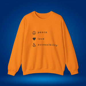 The peace, love and accessibility sweater