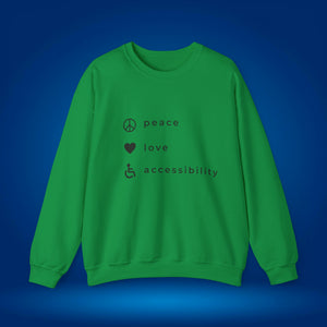 The peace, love and accessibility sweater