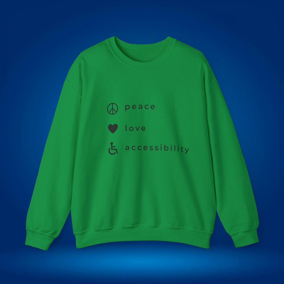 The peace, love and accessibility sweater