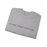 accept adapt advocate sweater - back design