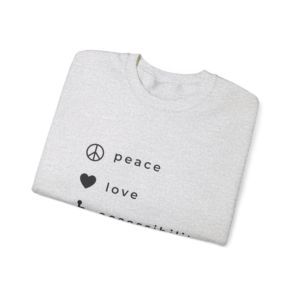 The peace, love and accessibility sweater