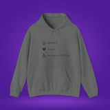 Peace, love and accessibility hoodie