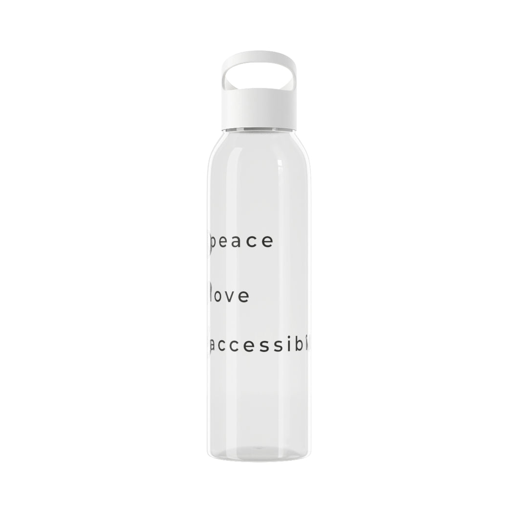 Peace, love and accessibility - water bottle