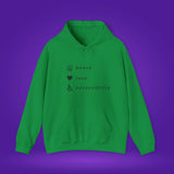 Peace, love and accessibility hoodie