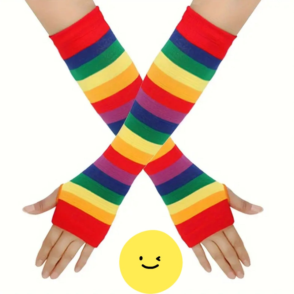 Rainbow finger less gloves